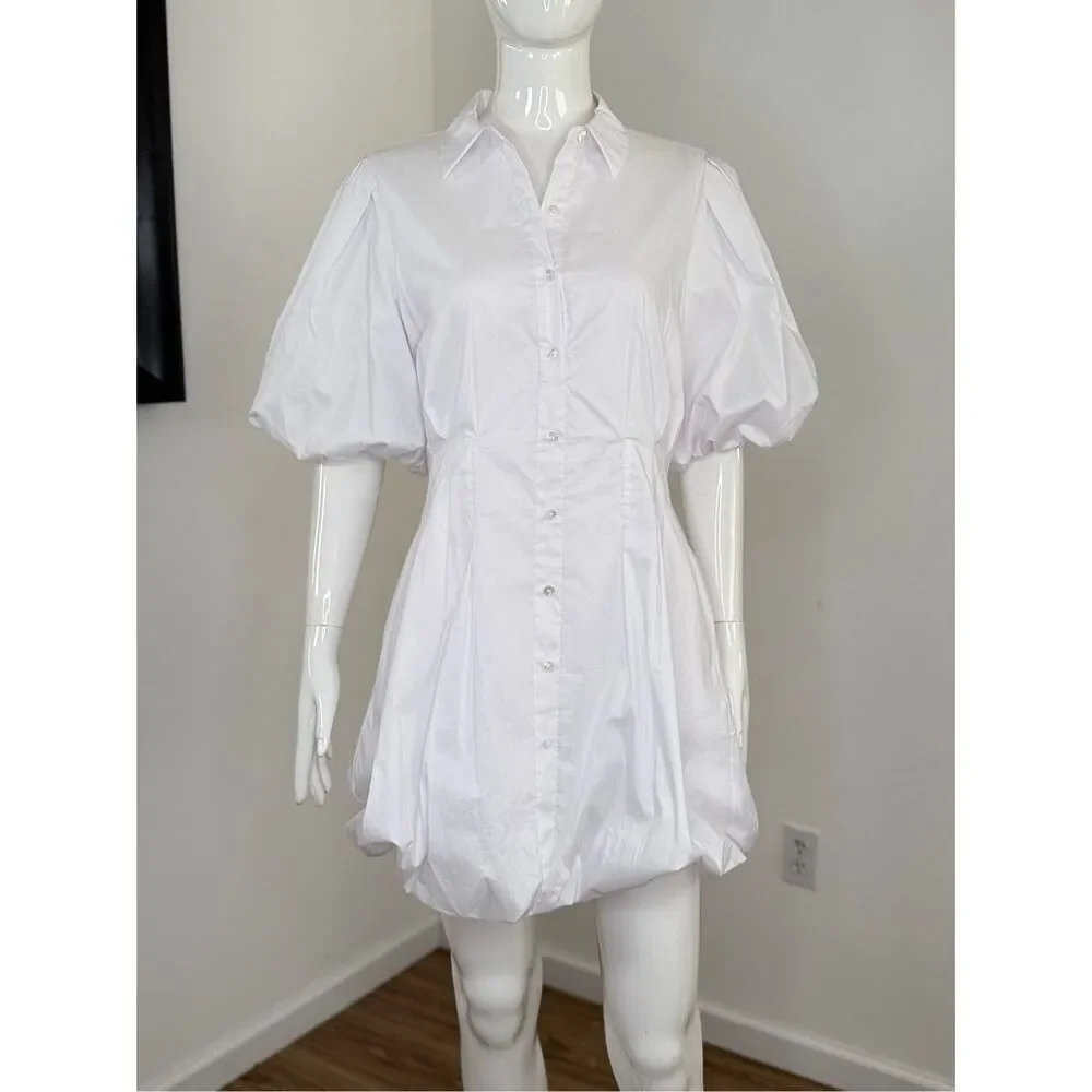 JONATHAN SIMKHAI Womens Signature Cleo Puff Sleeve Mini Dress White Size 6 - Picture 6 of 11